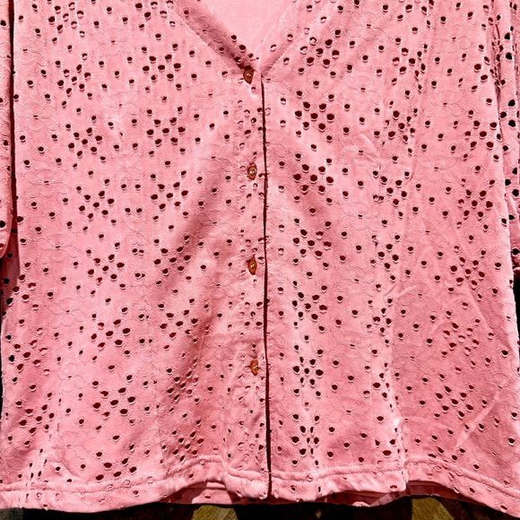 NWOT The Shirt Brand Pink Short Sleeve V-Neck Blouse - Picture 9 of 16